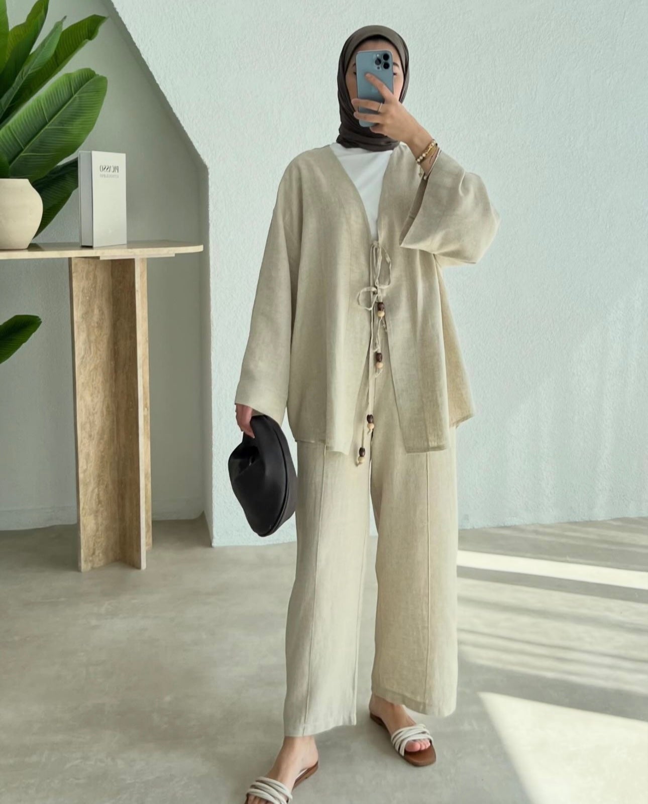 Linnen Kimono Set Naturel