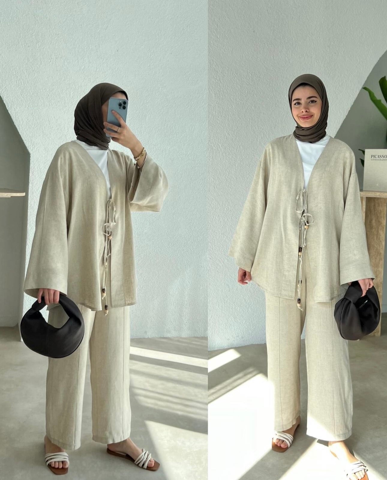 Linnen Kimono Set Naturel