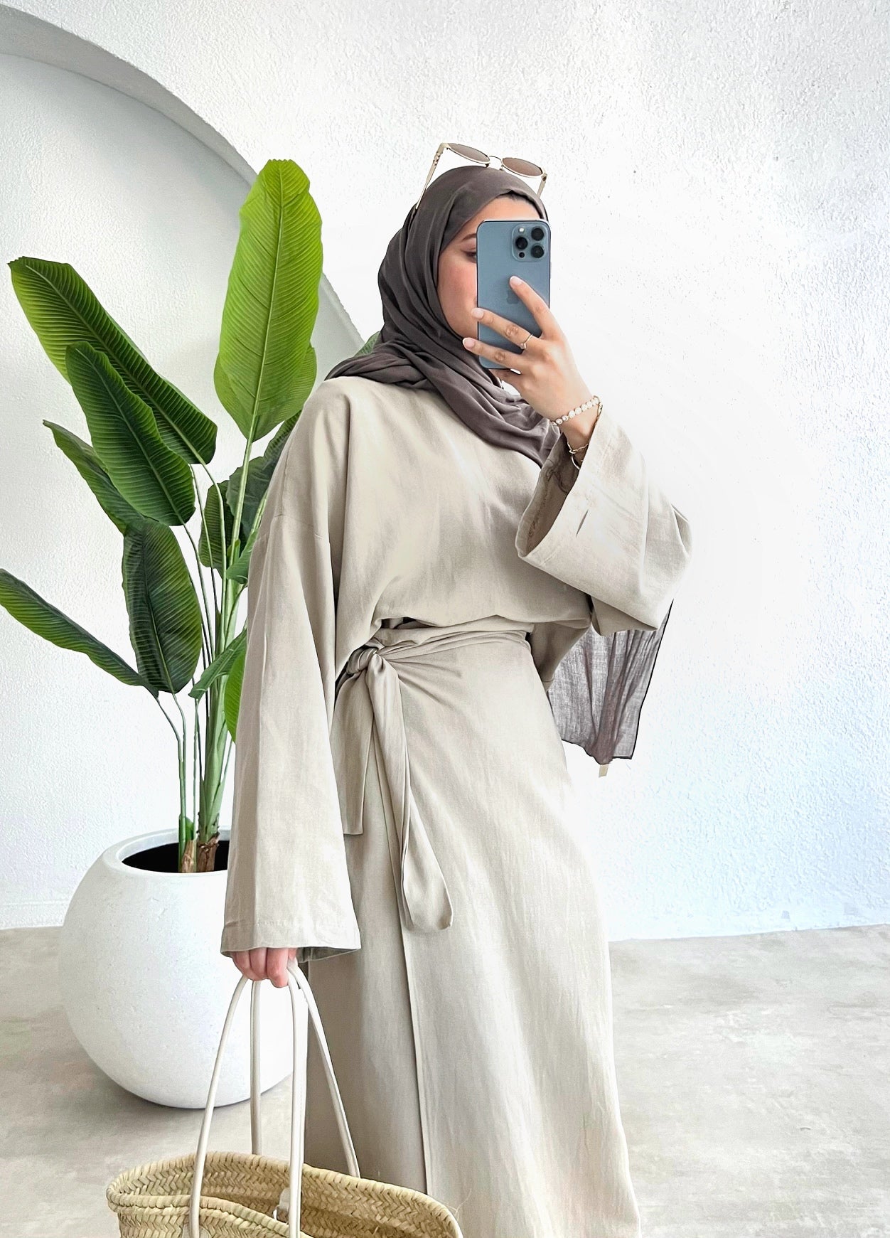 Linen Wrap Co-ord Set Light Beige