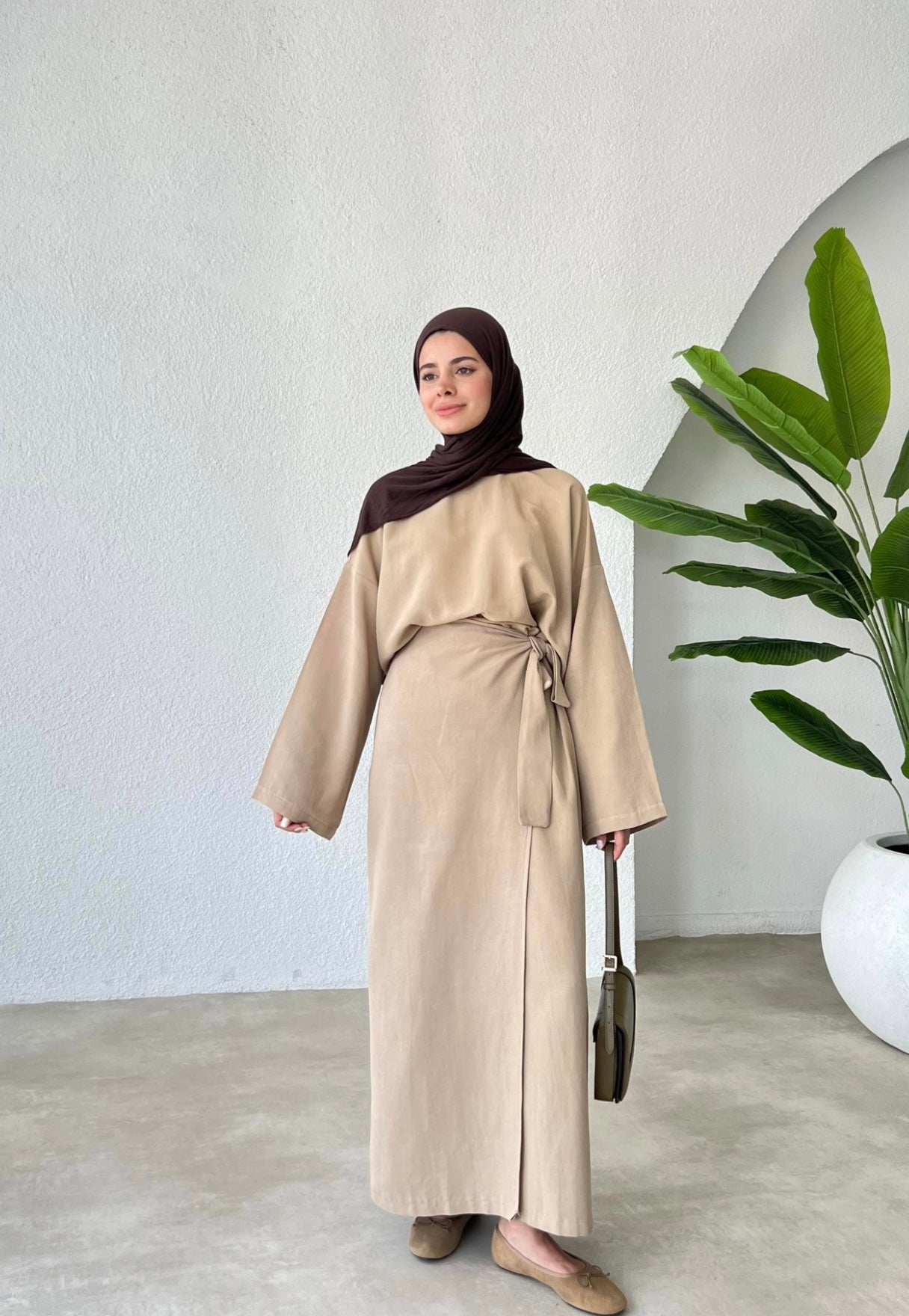 Linen Wrap Co-Ord Set Taupe