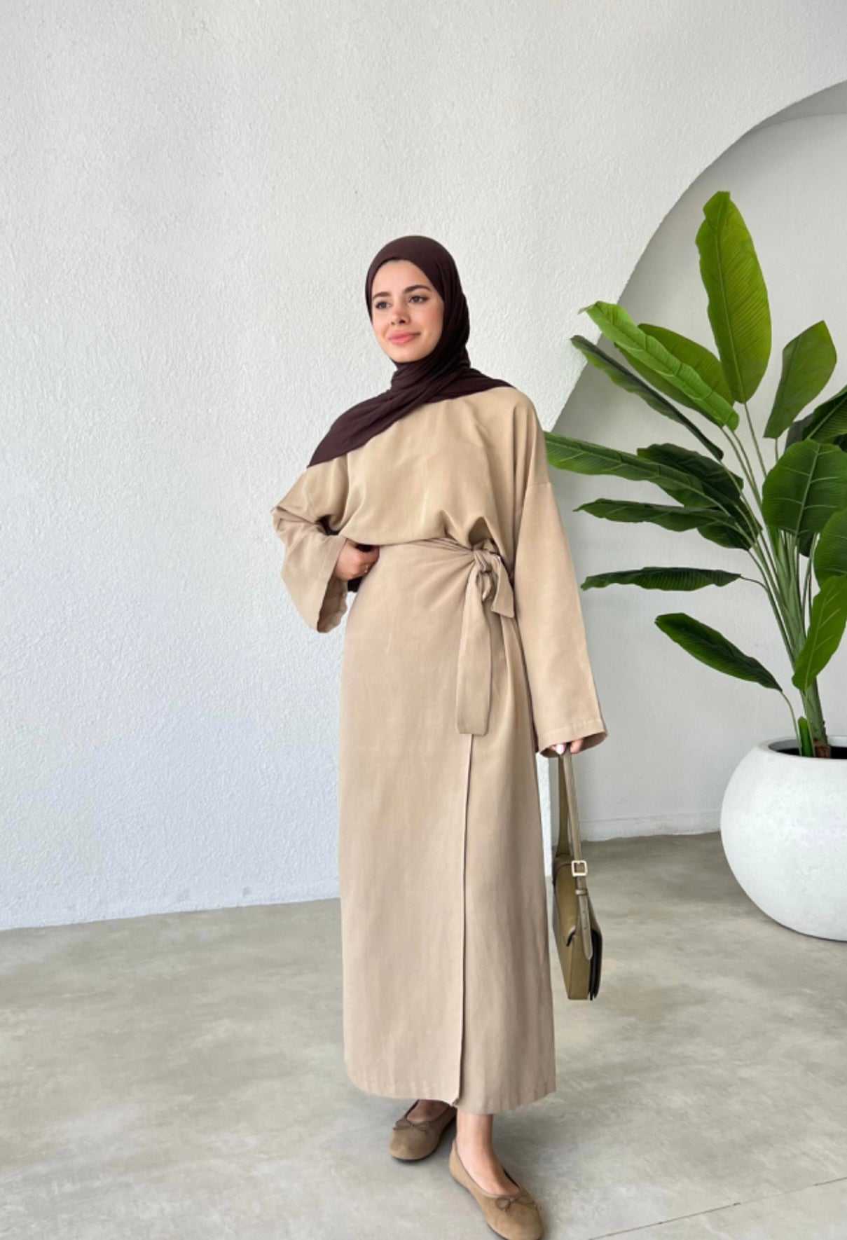 Linen Wrap Co-Ord Set Taupe