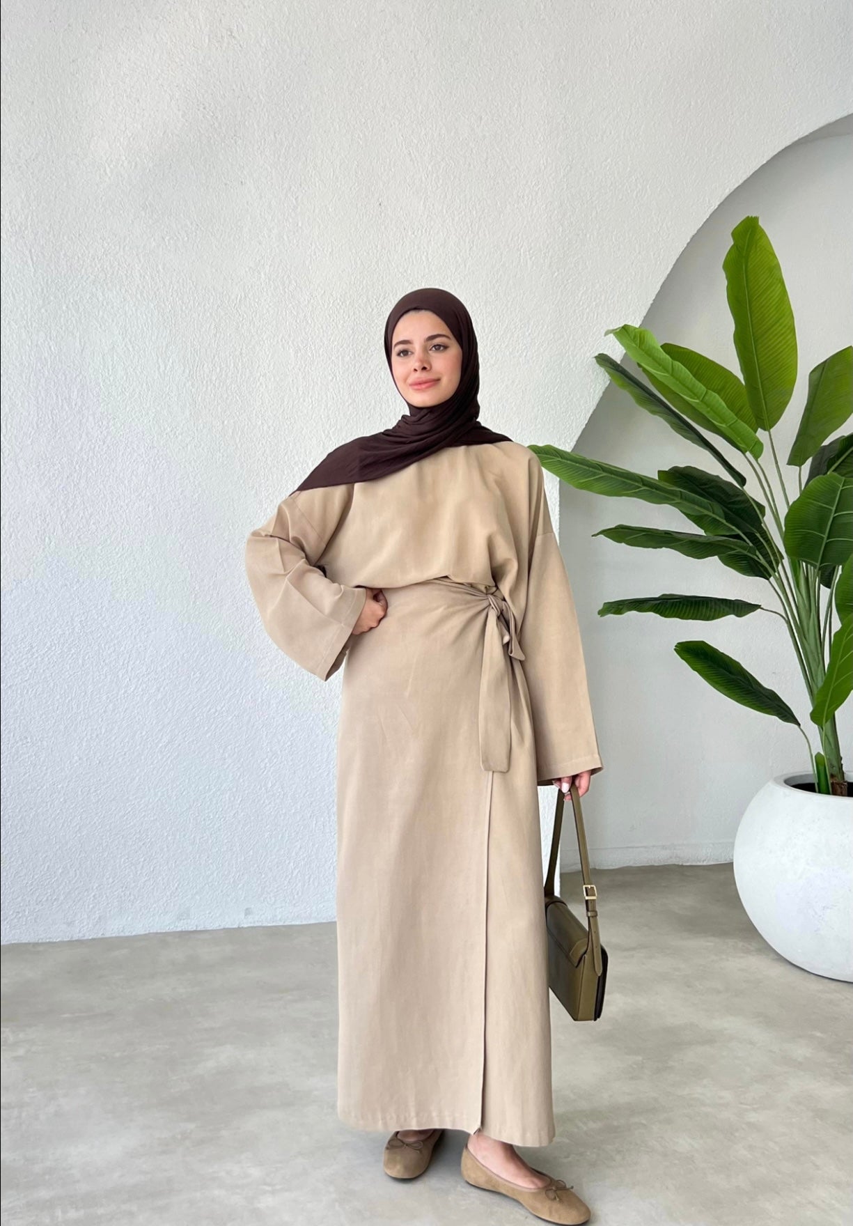 Linen Wrap Co-Ord Set Taupe