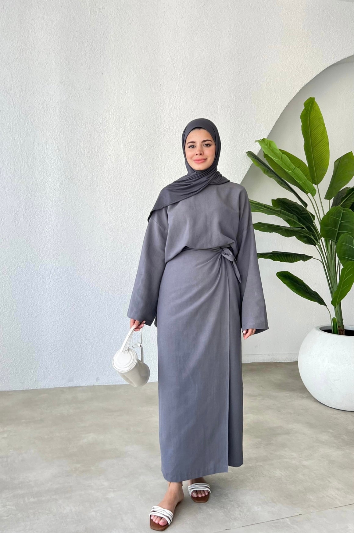 Linen Wrap Skirt Co-Ord Set