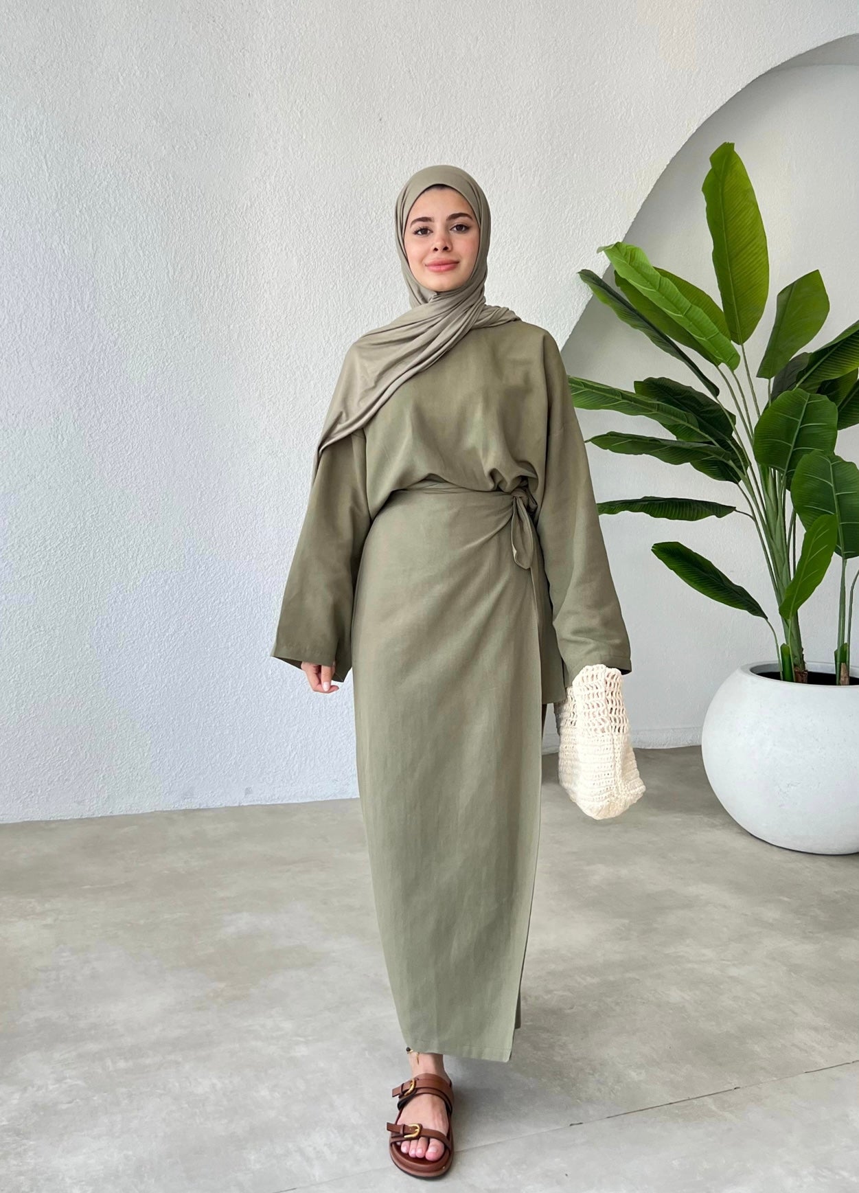 Linen Wrap Skirt Co-Ord Set