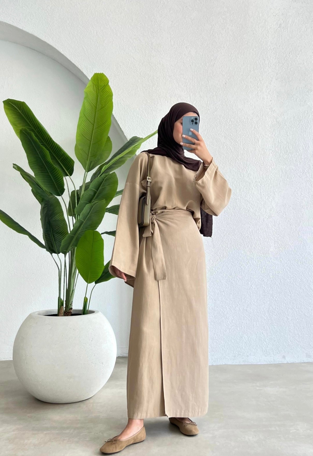 Linen Wrap Co-Ord Set Taupe