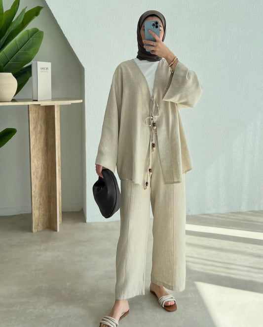 Linnen Kimono Set Naturel