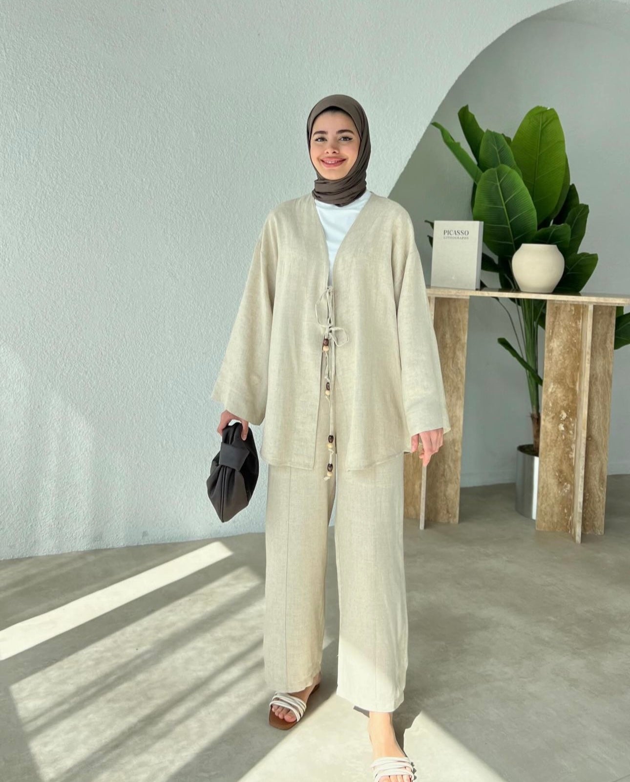 Linnen Kimono Set Naturel