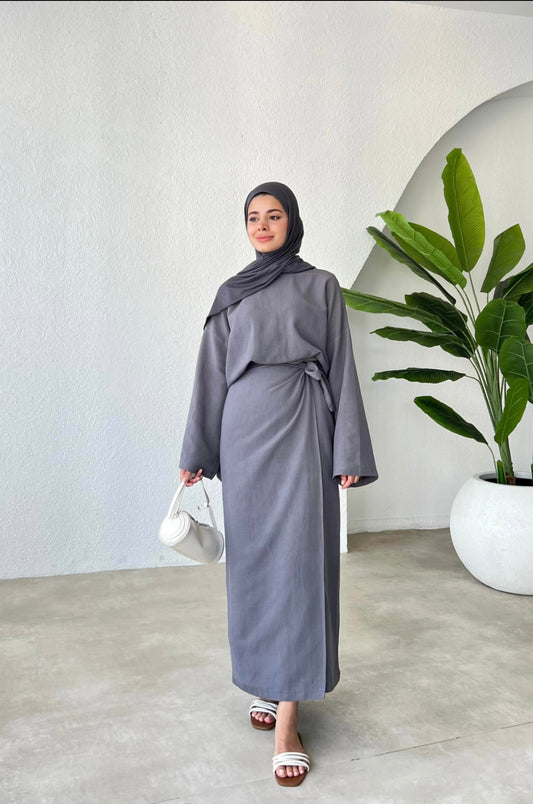 Linen Wrap Skirt Co-Ord Set