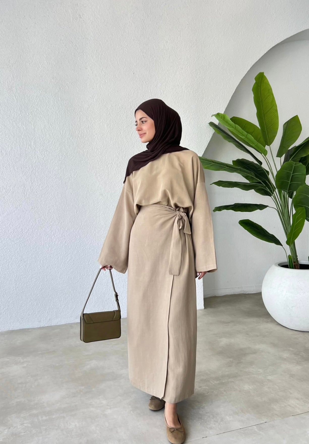 Linen Wrap Co-Ord Set Taupe