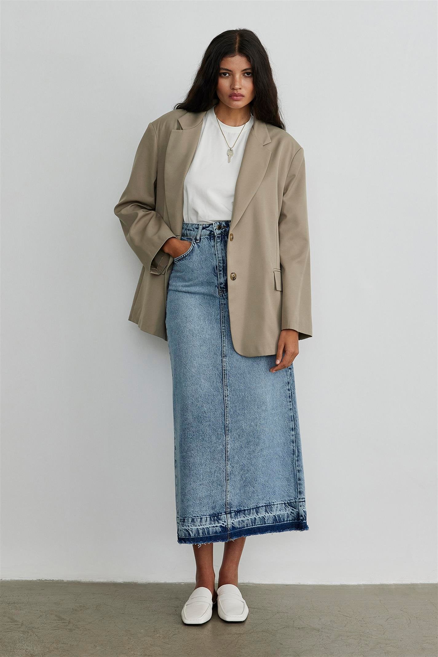 Denim Skirt Long